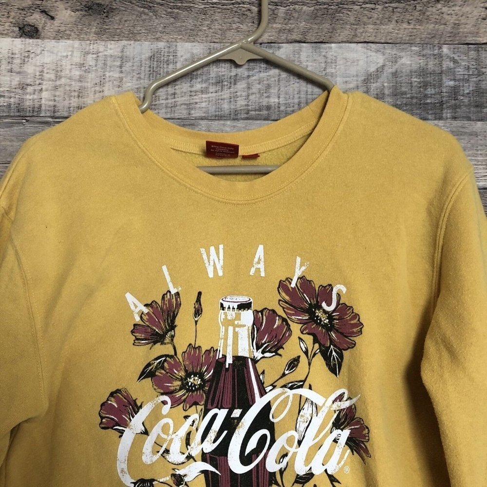 Coca Cola Always Sweatshirt Womens Medium Yellow Gold Cotton Polyester Casual - Picture 4 of 9